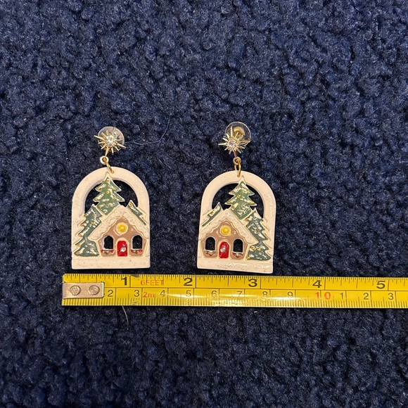 Christmas Gingerbread house earrings - Picture 2 of 4